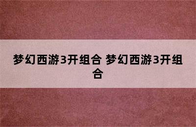 梦幻西游3开组合 梦幻西游3开组合